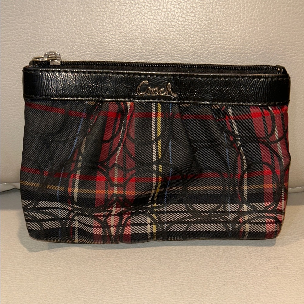 Coach Poppy Tartan Wristlet